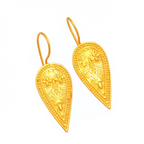 Fashionable Plain Handmde Designer 925 Sterling Silver Gold Plated Earrings