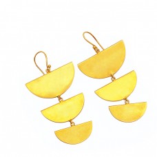 925 Sterling Silver Plain Handmade Designer Gold Plated Earrings