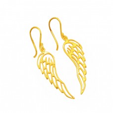 Filigree Style Plain Handmade Designer 925 Sterling Silver Gold Plated Earrings