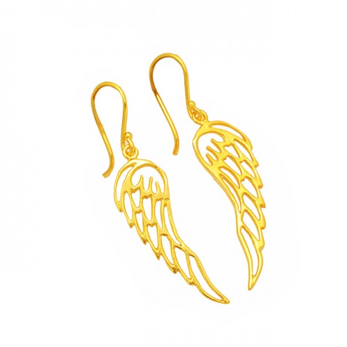 Filigree Style Plain Handmade Designer 925 Sterling Silver Gold Plated Earrings