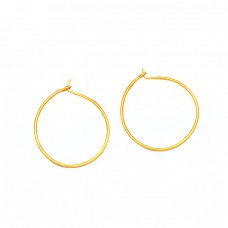 Stylish Handmade Designer Plain 925 Sterling Silver Gold Plated Hoop Earrings