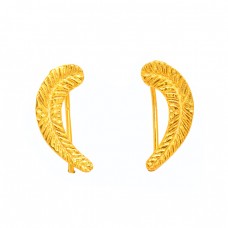 Latest Plain Handmade Designer 925 Sterling Silver Gold Plated Earrings