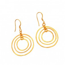 925 Sterling Silver Plain Stylish Designer Gold Plated Dangle Earrings