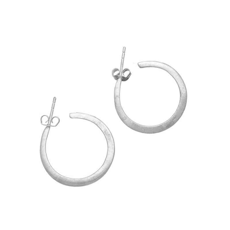 925 Sterling Silver Handmade Designer Plain Hoop Gold Plated Earrings