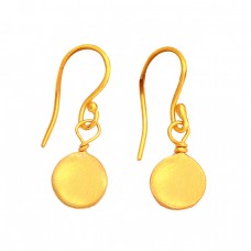 925 Sterling Silver Plain Handmade Simple Designer Gold Plated Earrings