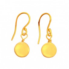 925 Sterling Silver Plain Handmade Simple Designer Gold Plated Earrings