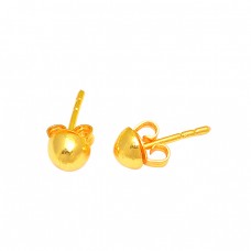 925 Sterling Silver Plain Simple Designer Gold Plated Stud Earrings