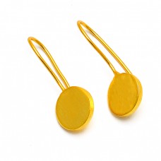 Fashionable Designer Plain Silver Gold Plated Fixed Ear Wire Earrings
