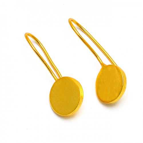 Fashionable Designer Plain Silver Gold Plated Fixed Ear Wire Earrings