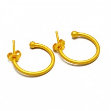 925 Sterling Silver Light Weight Handmade 925 Sterling Silver Gold Plated Hoop Earrings