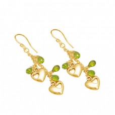 Peridot Pear Drops Shape Gemstone 925 Sterling Silver Designer Dangle Earrings