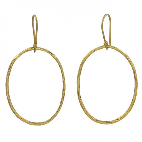 925 Sterling Silver Plain Handcrafted Designer Gold Plated Dangle Earrings