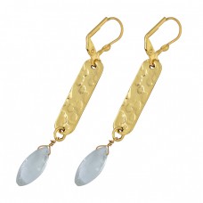 Green Amethyst Gemstone 925 Sterling Silver Gold Plated Clip-On Earrings