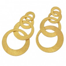 925 Sterling Silver Plain handmade Designer Gold Plated Dangle Earrings