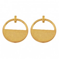 925 Sterling Silver Plain Handmade Designer Gold Plated Stud Earrings