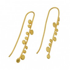925 Sterling Silver Plain Gold Plated Fixed Ear Wire Handmade Earrings