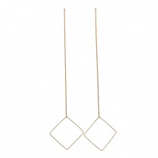Plain Handmade Designer 925 Sterling Silver Gold Plated Chain Dangle Earrings