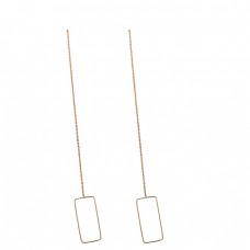 925 Sterling Silver Plain Handmade Gold Plated Chain Dangle Earrings