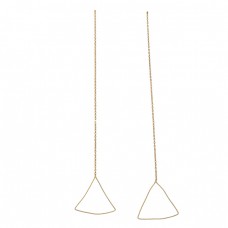 New Stylish Plain Handmade Designer 925 Sterling Silver Gold Plated Chain Earings