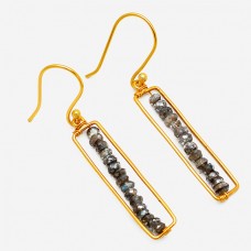 925 Sterling Silver Gold Plated Handmade Labradorite Gemstone Dangle Earrings Jewelry