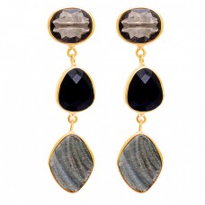 Druzy Quartz Onyx Gemstone 925 Sterling Silver Bezel Setting Stud Earrings