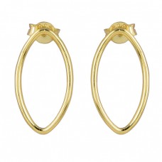 Unique Designer Plain Handmade 925 Sterling Silver Gold Plated Stud Earrings