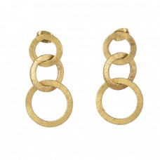 925 Sterling Silver Plain Handmade Designer Gold Plated Stud Dangle Earrings