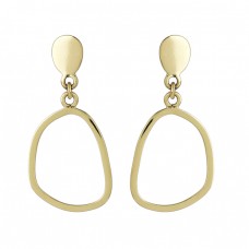 925 Sterling Silver Plain Designer Gold Plated Dangle Stud Earrings