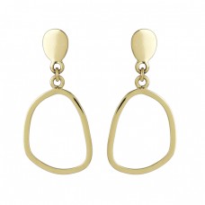 925 Sterling Silver Plain Designer Gold Plated Dangle Stud Earrings