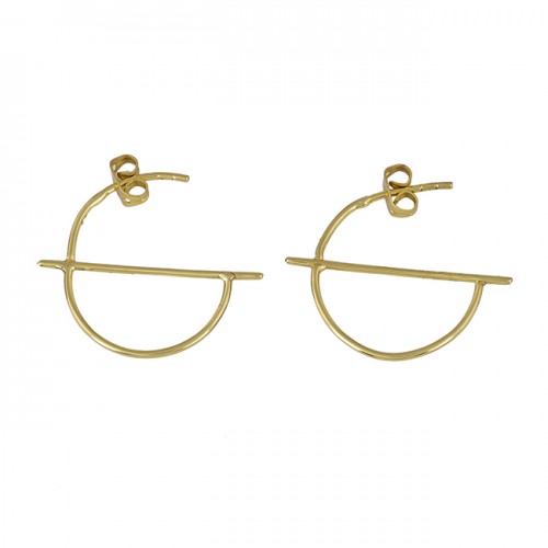 Handmade Designer Plain 925 Sterling Silver Gold Plated Hoop Earrings