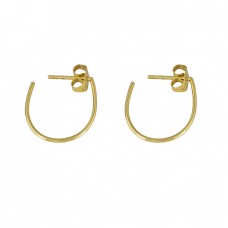 925 Sterling Silver Plain Handcrafted Designer Gold Plated Hoop Earrings