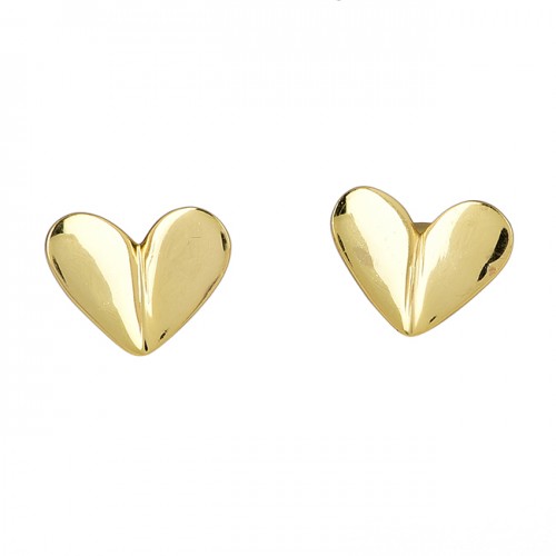 Heart Shape Plain Handmade Designer 925 Sterling Silver Gold Plated Earrings