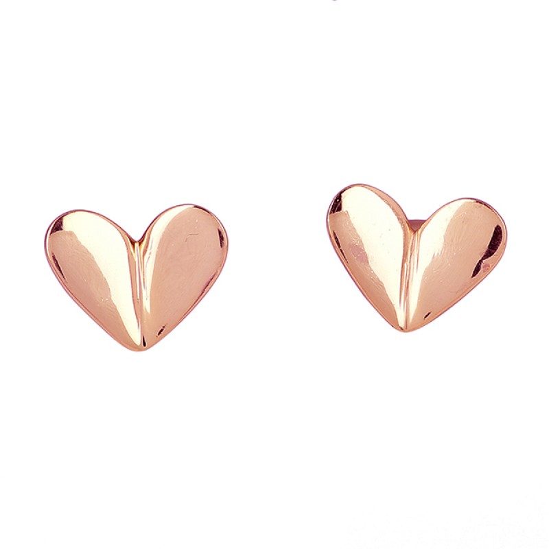 Heart Shape Plain Handmade Designer 925 Sterling Silver Gold Plated Earrings