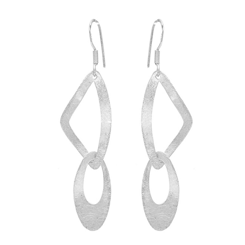 Stylish Handmade Designer Plain 925 Sterling Silver Dangle Earrings