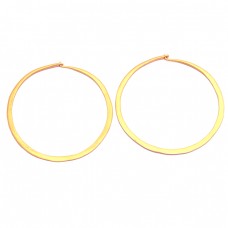 Fashionable Plain Handmade 925 Sterling Silver Gold Plated Hoop Earrings