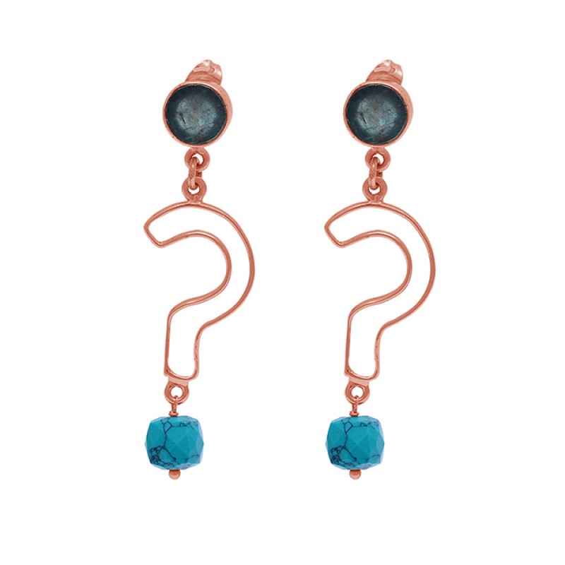 Apatite Turquoise Gemstone 925 Sterling Silver Danlge Stud Earrings