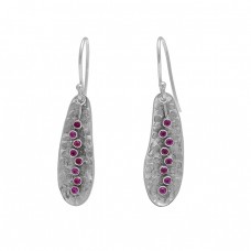 Round Shape Pink Quartz Gemstone 925 Sterling Silver Gold Plated Earrings