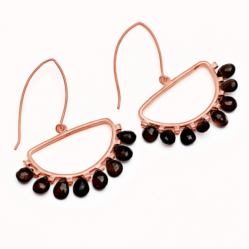 Pear Drops Shape Black Onyx Gemstone Handmade 925 Sterling Silver Gold Plated Earrings 