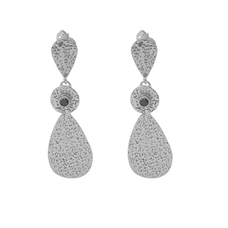 Round Shape Black Onyx Gemstone 925 Sterling Silver Jewelry Stud Earrings