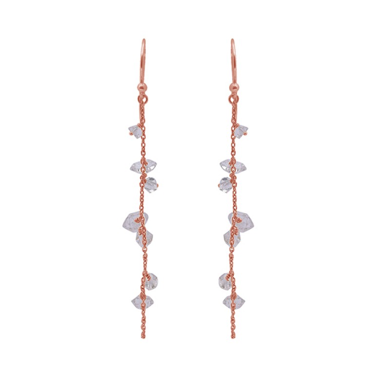 Herkimer Diamond Gemstone 925 Silver Jewelry Gold Plated Earrings