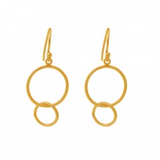 925 Sterling Silver Jewelry Plain Simple Gold Plated Ear Wire Earrings