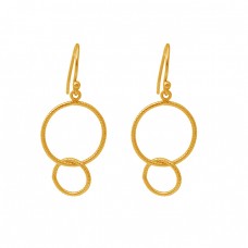 925 Sterling Silver Jewelry Plain Simple Gold Plated Ear Wire Earrings