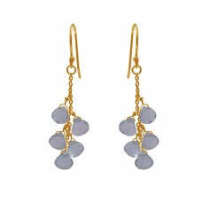 Heart Shape Blue Topaz Gemstone 925 Sterling Silver Jewelry Earrings