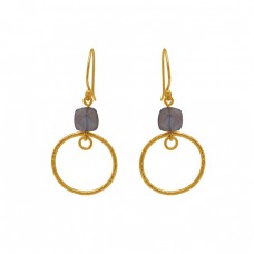 Cushion Shape Labradorite Gemstone 925 Silver Jewelry Earrings
