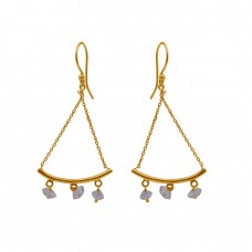 Herkimer Gemstone 925 Sterling Silver Jewelry Gold Plated Earrings