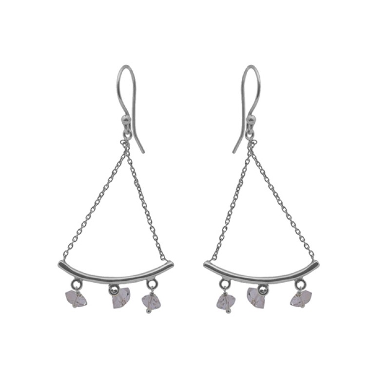 Herkimer Gemstone 925 Sterling Silver Jewelry Gold Plated Earrings