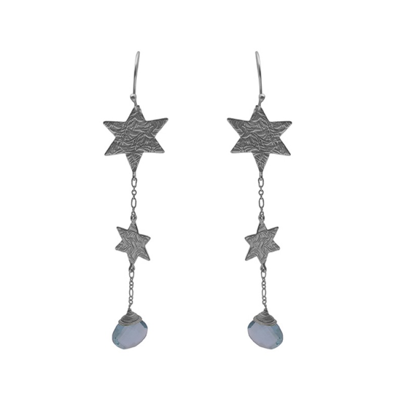 925 Silver Jewelry Heart Shape Gemstone Gold Plated Earrings