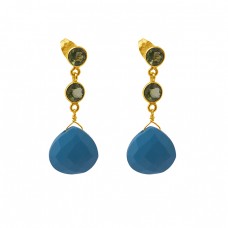 Turquoise Peridot Gemstone 925 Sterling Silver Jewelry Earrings