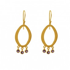 Round Shape Tourmaline Gemstone 925 Silver Jewelry Ear Wire Earrings