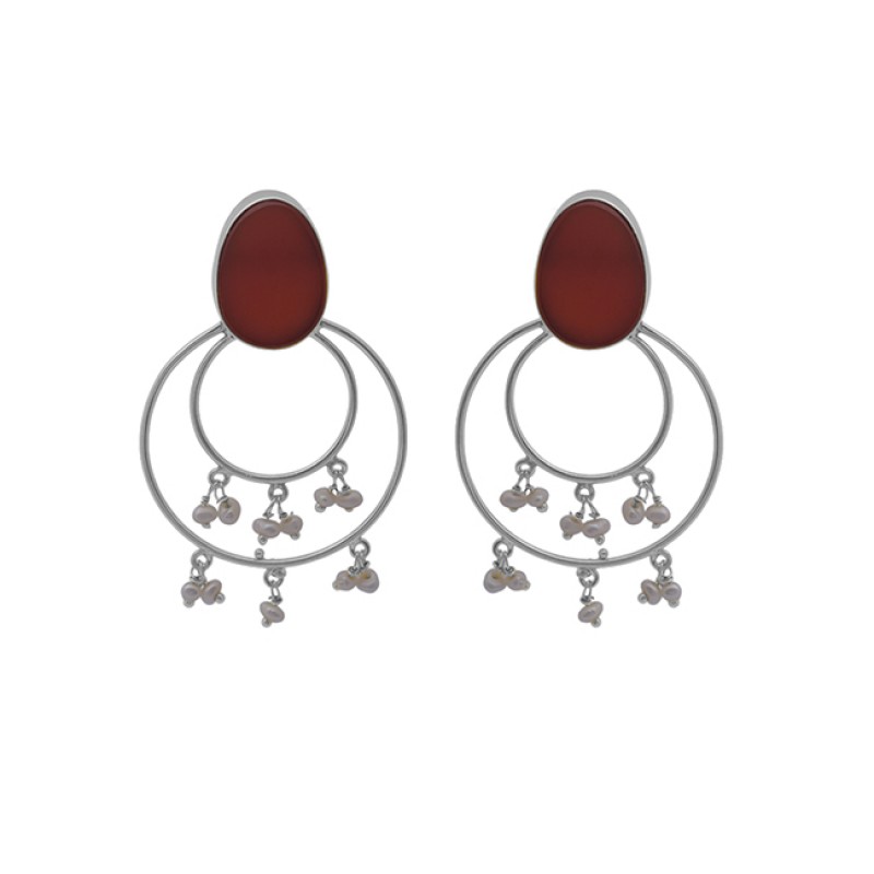 Red Onyx Pear Gemstone 925 Sterling Silver Jewelry Stud Earrings